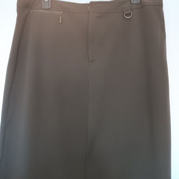 Vtg Rafaella Size 14 Dark Brown Maxi/Midi Straight Skirt w/Deep Rear Split - Picture 1 of 8